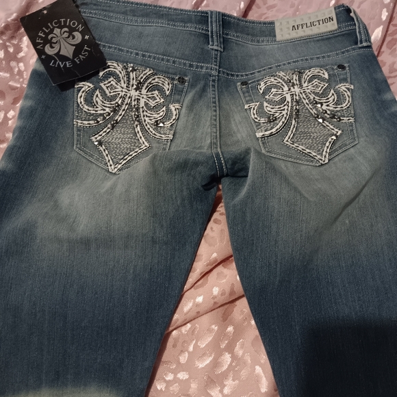 Affliction Denim - Affliction NWT Live Fast Raquel Jean's. Gorgeous embroidery